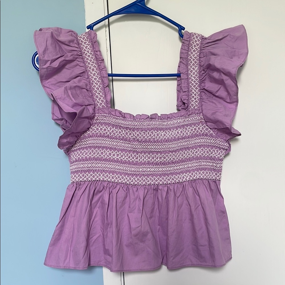 Lavender Ruffle Sleeve Women's Top